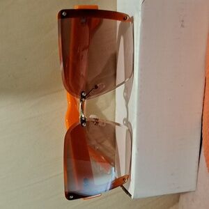 Oversize Orange Frameless Sunglasses Adult